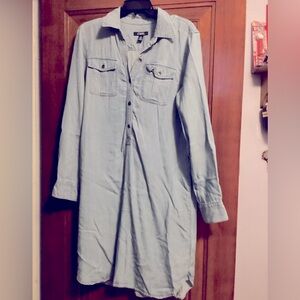 Chaps Light Blue Denim Shirt Dress